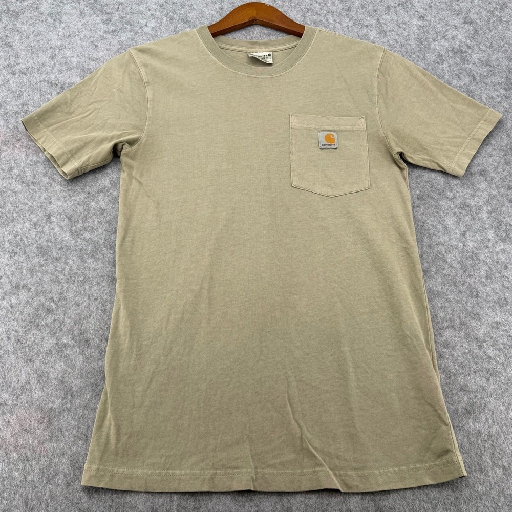 Carhartt Mens Relaxed Fit Short Sleeve Pocket T-Shirt Tan Khaki Small S 5678